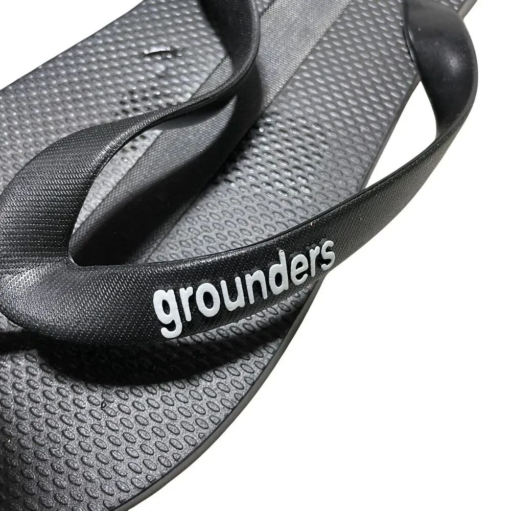 Earthing Grounders  Black Grounding Flip Flops  Sandals Men's  Size  12 NEW‎